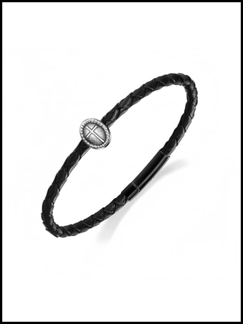 Men Women Cross Bracelet Italian Leather Titanium Couples Bracelet Gift